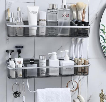 Wall-Mounted Triangle Storage Rack with Towel Bar and Hooks