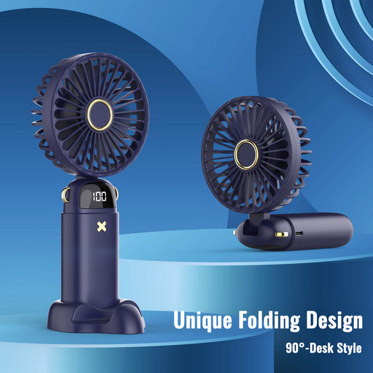 3-in-1 Portable Handheld Neck Desk Fan with LED Display