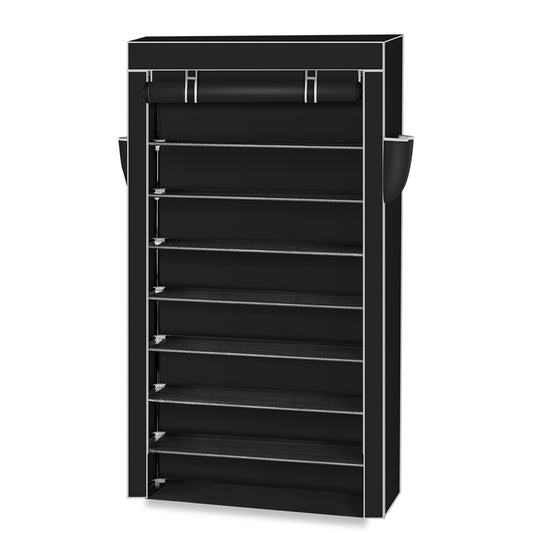 10-Tier Shoe Storage Cabinet - Premium 45-Pair Organizer with Dust Protection Cover