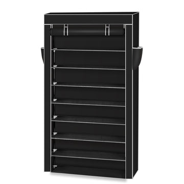 10-Tier Shoe Storage Cabinet - Premium 45-Pair Organizer with Dust Protection Cover