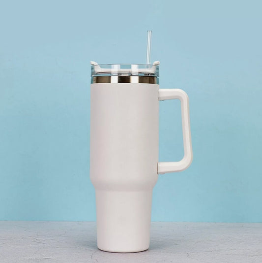 40 Oz Stainless Steel Insulated Tumbler with Handle & Straw