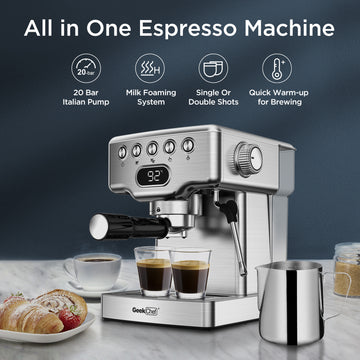 Geek Chef 20 Bar Espresso & Cappuccino Machine with Milk Frother
