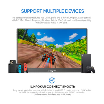 Arzopa S1 15.6" Portable Monitor - Professional FHD Second Screen for Work & Gaming