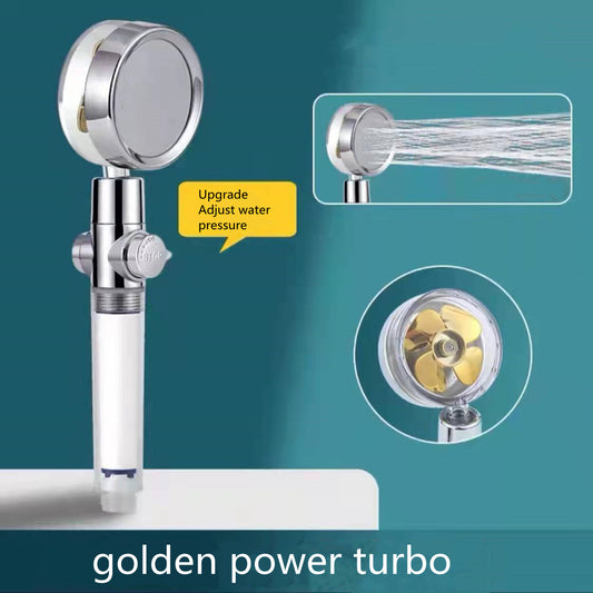 Shower Head with 360-Degree Rotating Water-Saving Flow and Built-in Fan