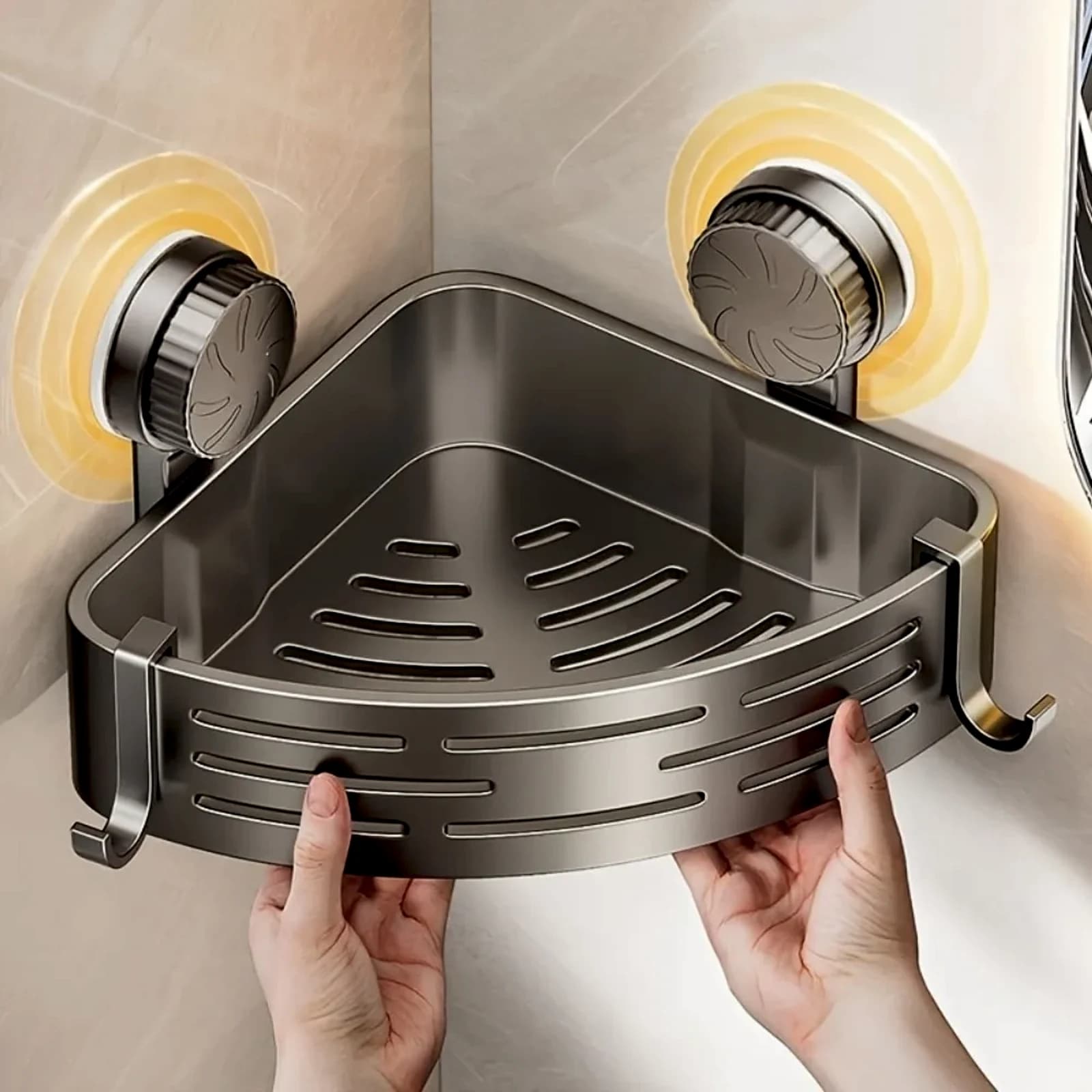 Suction-Mount Corner Shower Shelf — image 1