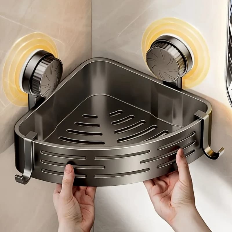 Suction-Mount Corner Shower Shelf