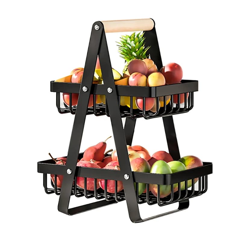 Two-Tier Stainless Steel Fruit Basket