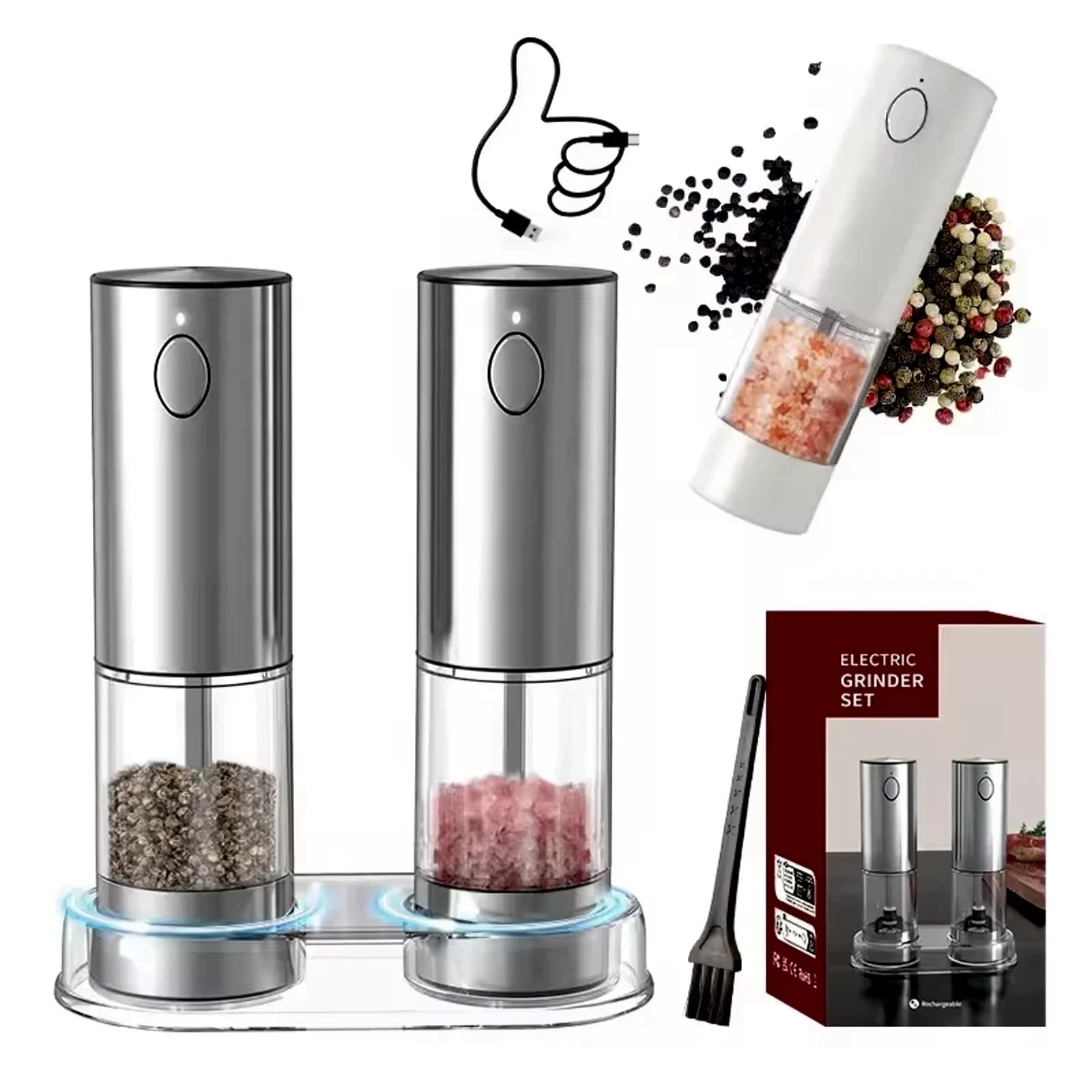 Electric Stainless Steel Pepper Grinder — image 1