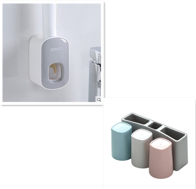  Automatic Toothpaste Dispenser Wall-Mounted Bathroom Accessories Set