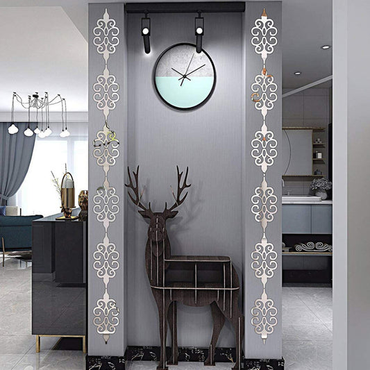 Elegant Plaid Acrylic Mirror Wall Sticker Set