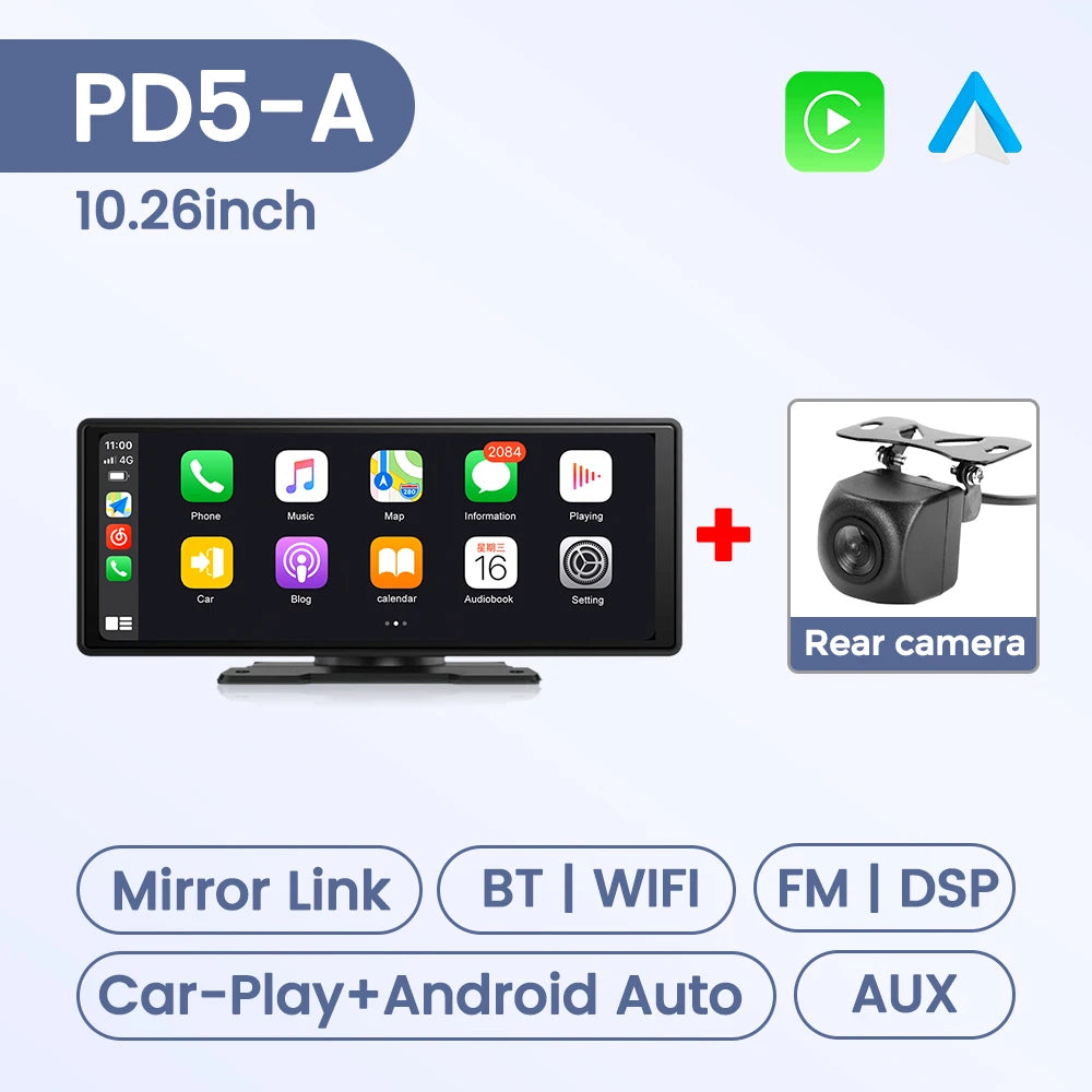 10.26" Car Monitor with Wireless CarPlay & Android Auto