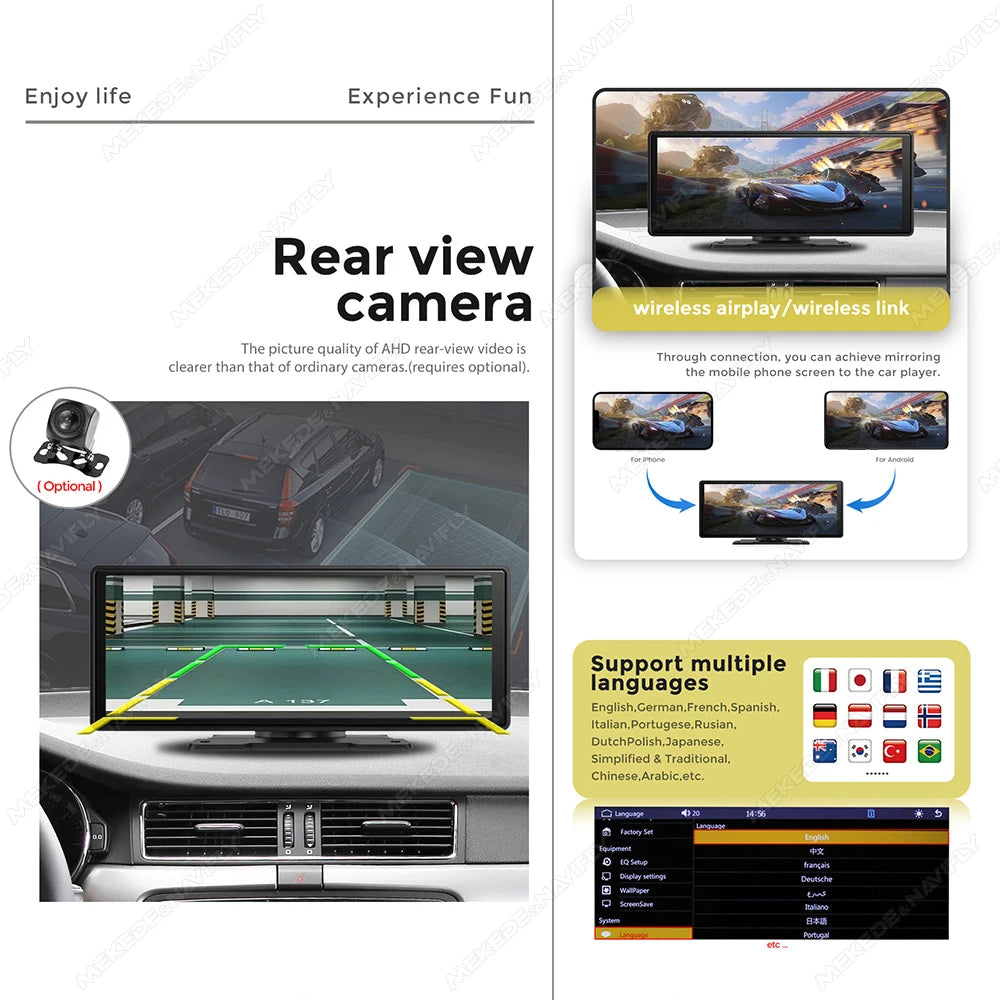 10.26" Car Monitor with Wireless CarPlay & Android Auto