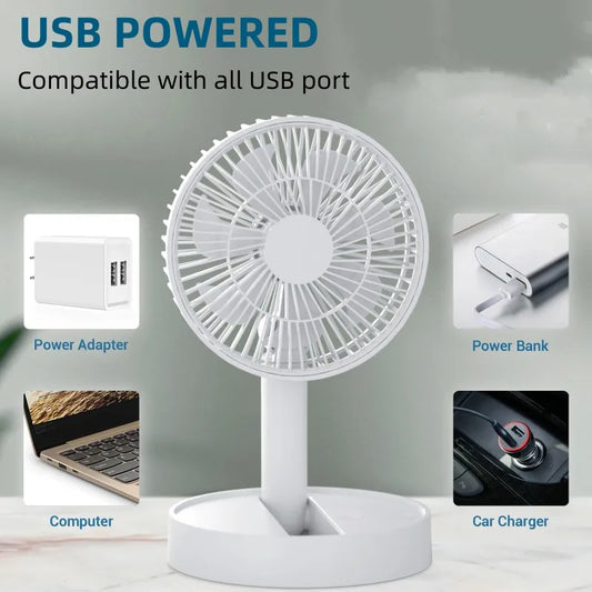 USB Foldable Fan with 4 Speeds & Timer
