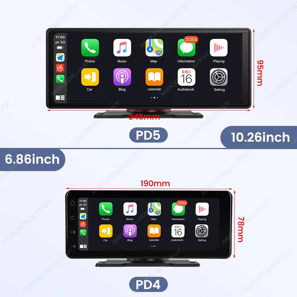 10.26" Car Monitor with Wireless CarPlay & Android Auto