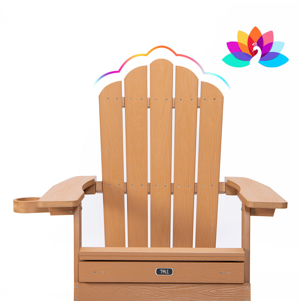 TALE Folding Adirondack Chair with Pullout Ottoman and Cup Holder